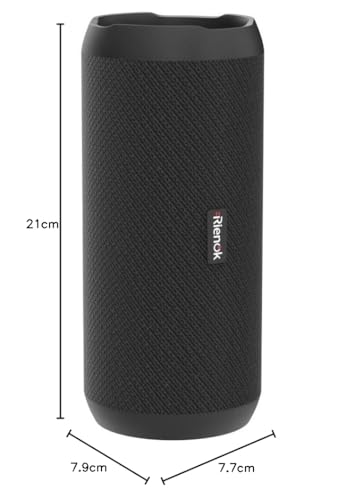 RIENOK Kabelloser Bluetooth-Lautsprecher mit Bass & Licht, IPX7 Wasserdicht