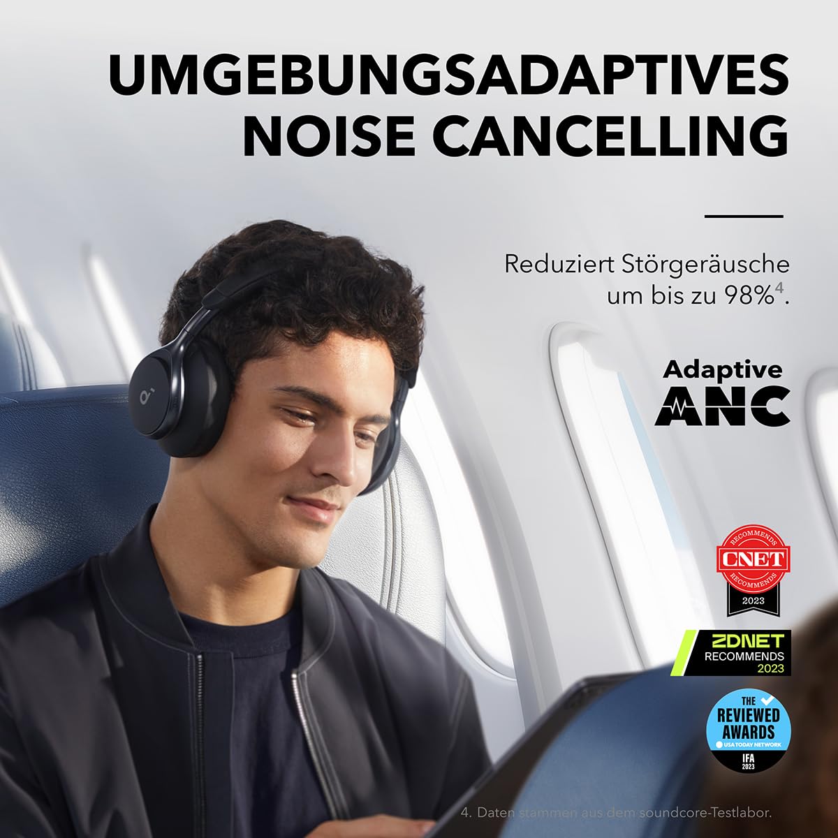soundcore Space One Kabellose Kopfhörer mit adaptivem ANC, 40h Akkulaufzeit, Hi-Res Audio