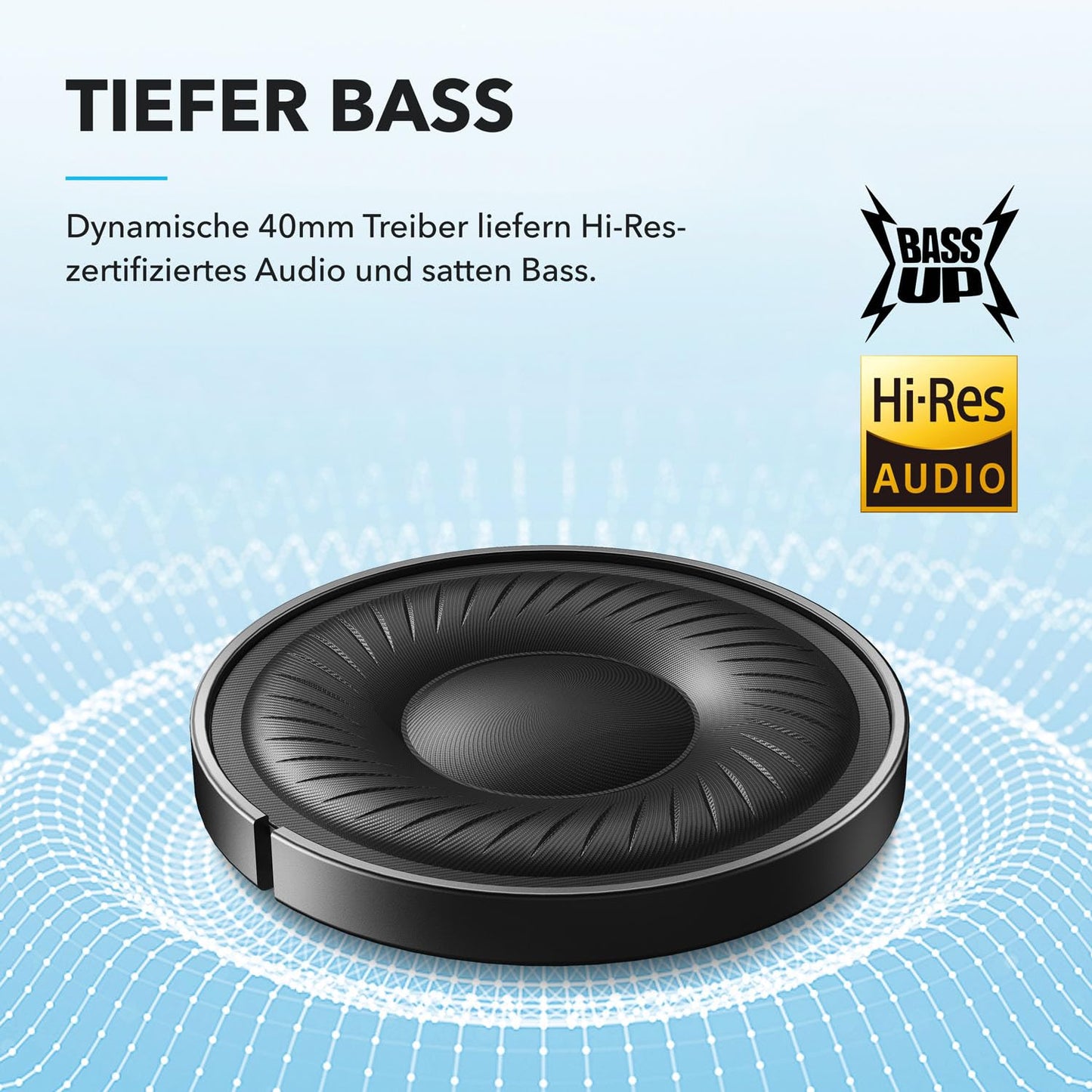 Soundcore Q20i Kabellose Over-Ear-Kopfhörer mit Hybrid ANC, 40h Akku, Hi-Res Audio, Schwarz